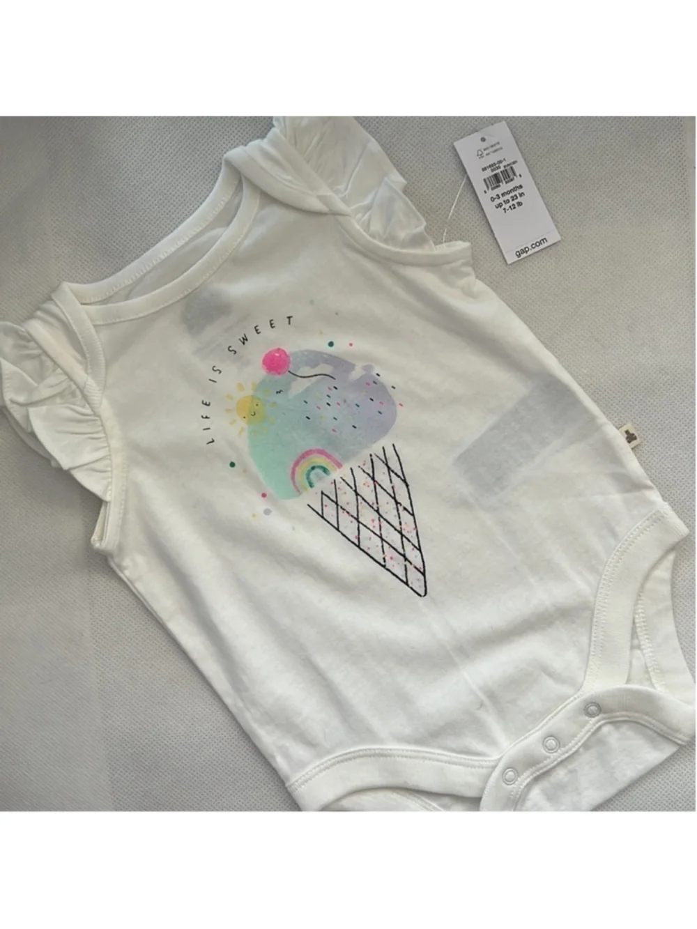 NWT Baby Gap 100% Organic Cotton Ice Cream Body Size 0-3months